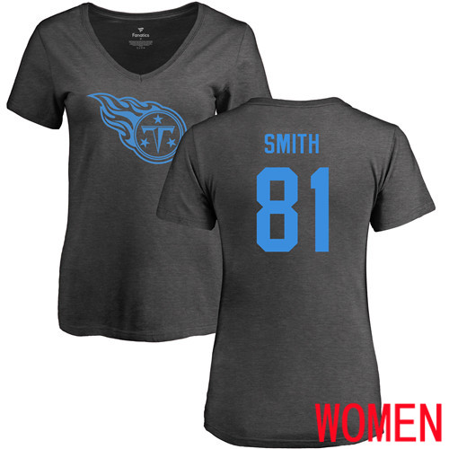 Tennessee Titans Ash Women Jonnu Smith One Color NFL Football #81 T Shirt
